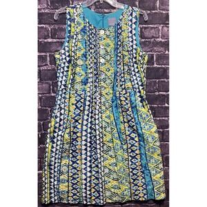 Rabbit Rabbit Rabbit Designs Dress Womens 12 Blue Green Sleeveless Pockets Lined